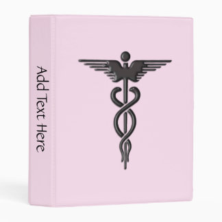Medical Caduceus on Pink Mini Binder