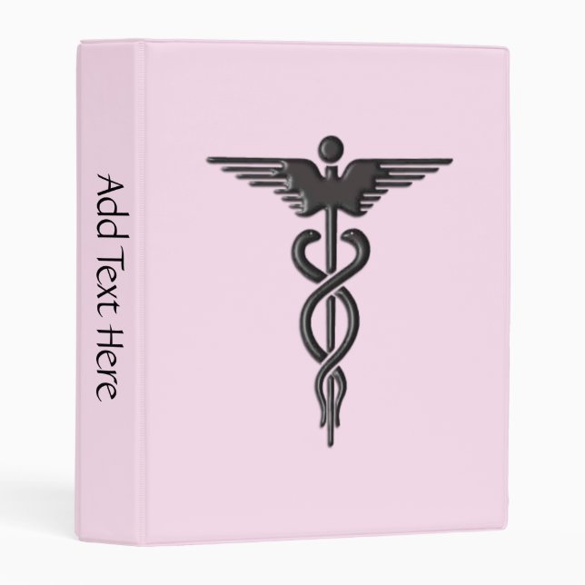 Medical Caduceus on Pink Mini Binder (Front/Spine)