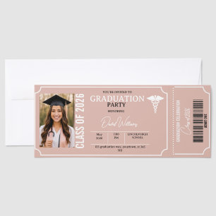 Medical Caduceus Photo Graduation Invitation Raffle Tickets