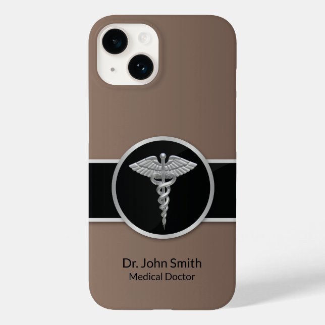 Medical Caduceus Silver Professional Case-Mate iPhone Case (Back)