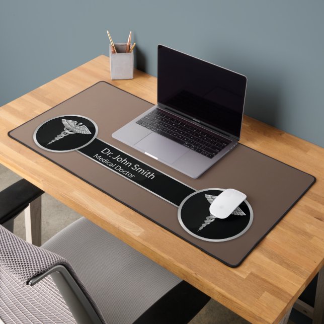 Medical Caduceus Silver Professional Desk Mat (Office 2)
