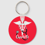 Medical Caduceus Staff Symbol Personalized Keychain