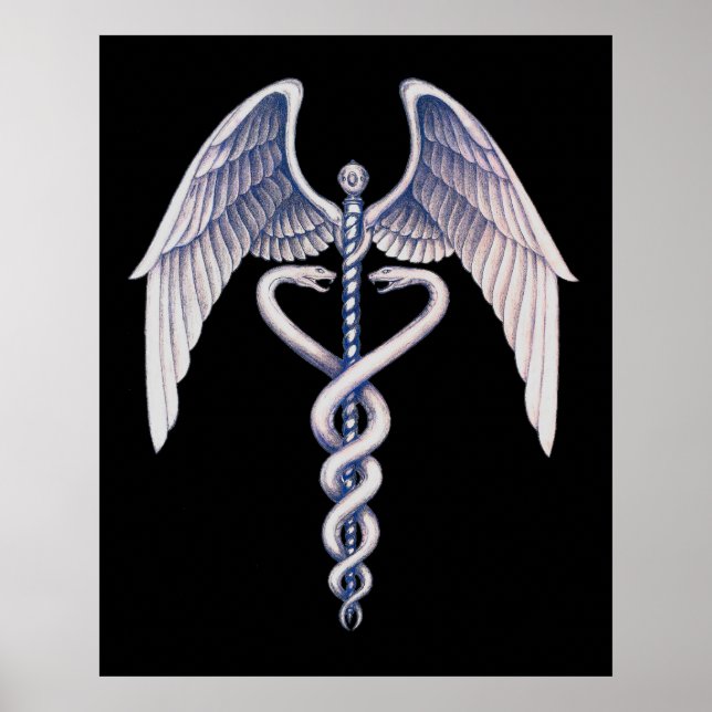 Medical Caduceus Symbol Black Business Poster (Front)