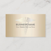 Medical Caduceus Symbol Classy Gold Professional Business Card (Front)