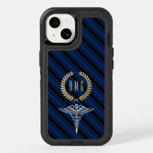 Medical Caduceus Symbol Custom Navy OtterBox iPhone 14 Case