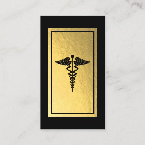 Medical Caduceus Symbol Faux Gold Foil Business Card