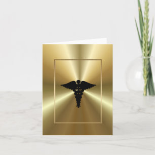 Medical Caduceus Symbol Golden Customizable Card