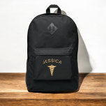 Medical Caduceus Symbol Golden Nurse Nursing Port Authority® Backpack<br><div class="desc">Show your nursing pride with the Medical Symbol Caduceus Nurse Nursing Port Authority® Backpack. This stylish and practical backpack features the iconic caduceus symbol, representing the medical profession. Made from durable materials, it offers spacious compartments, including a padded laptop sleeve, sturdy zippers, and side pockets for extra storage. The comfortable...</div>
