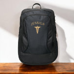 Medical Caduceus Symbol Golden Nurse Nursing Port Authority® Backpack<br><div class="desc">Show your nursing pride with the Medical Symbol Caduceus Nurse Nursing Port Authority® Backpack. This stylish and practical backpack features the iconic caduceus symbol, representing the medical profession. Made from durable materials, it offers spacious compartments, including a padded laptop sleeve, sturdy zippers, and side pockets for extra storage. The comfortable...</div>