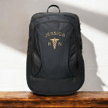 Medical Caduceus Symbol Golden Nurse Nursing Port Authority® Backpack<br><div class="desc">Show your nursing pride with the Medical Symbol Caduceus Nurse Nursing Port Authority® Backpack. This stylish and practical backpack features the iconic caduceus symbol, representing the medical profession. Made from durable materials, it offers spacious compartments, including a padded laptop sleeve, sturdy zippers, and side pockets for extra storage. The comfortable...</div>