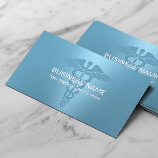 Customizable Medical Caduceus Symbol Modern Light Blue Business Card