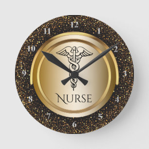 Medical Caduceus Symbol   Nurses Nursing RN Round Clock