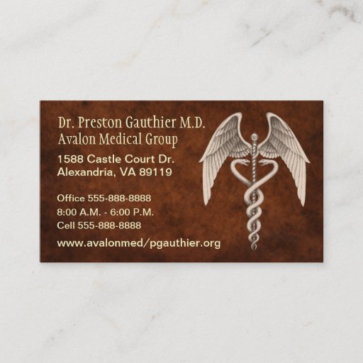 Customizable Medical Caduceus Symbol Vintage Business Cards