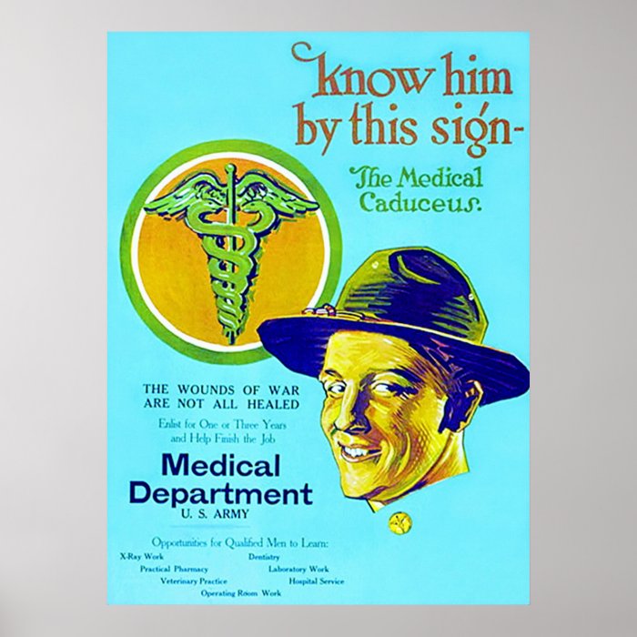 Medical Caduceus ~ Vintage WW1. Posters