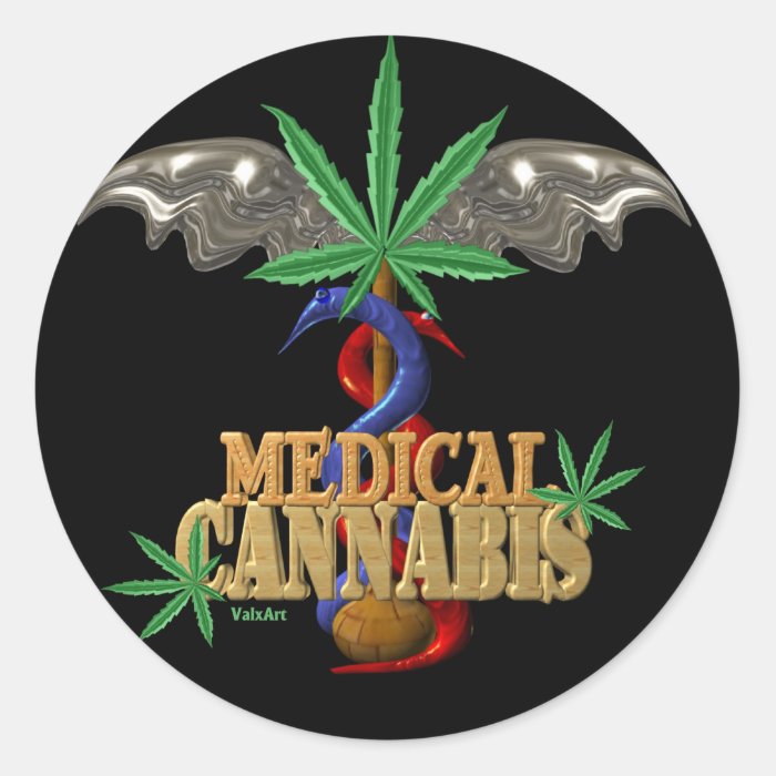 Medical cannabis  Caduceus with wings by Valxart Sticker