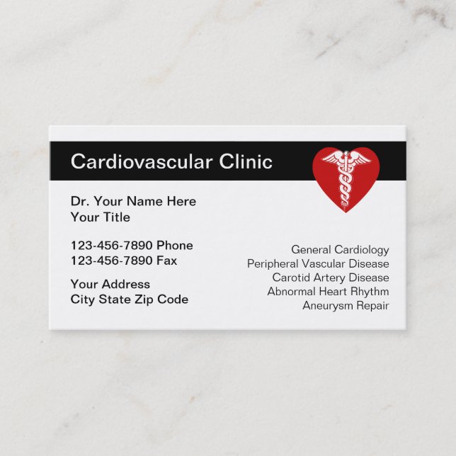 Medical Cardiovascular Business Cards (Front)