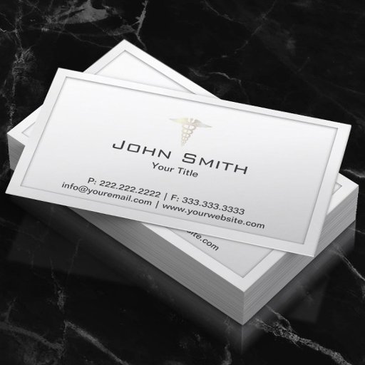 Customizable Classy White Border Medical Care Business Card