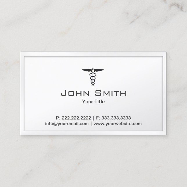 Medical Care Elegant White Frame Business Card (Front)