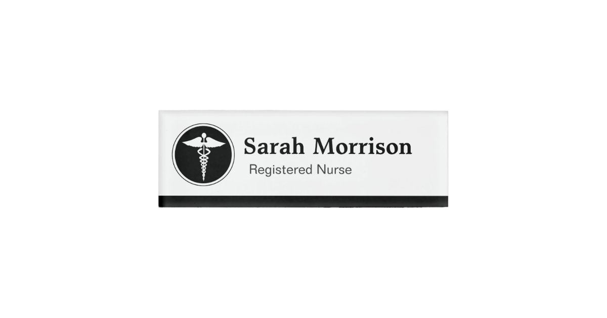 Medical Care Logo Physician Registered Nurse Name Tag | Zazzle.com