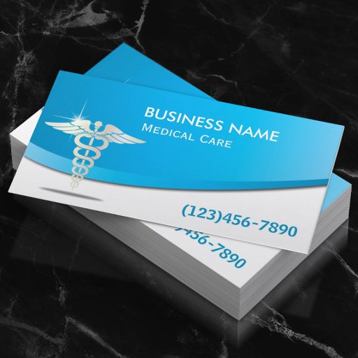Customizable Medical Care Modern Blue Curve Business Card