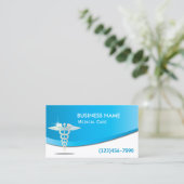 Medical Care Modern Blue Curve Business Card (Standing Front)
