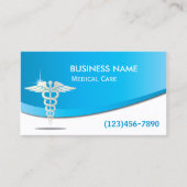 Medical Care Modern Blue Curve Business Card (Front)