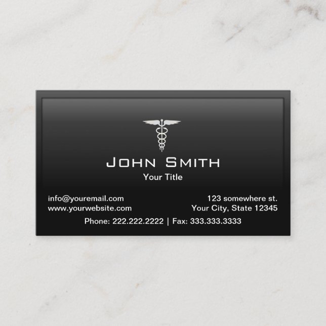 Medical Care Professional Black Framed Business Card (Front)