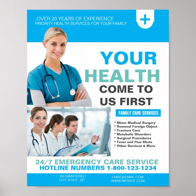 Medical Center and Clinic Template Poster (Front)