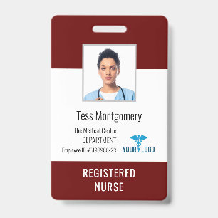 Medical Center Employee Nurse Photo ID Badge