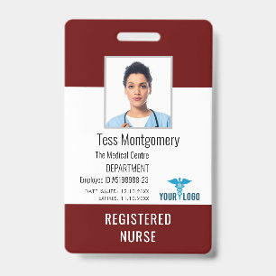 Medical Center Employee Nurse Photo ID Badge