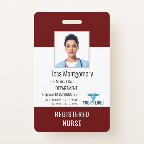 Medical Center Employee Nurse Photo ID Badge