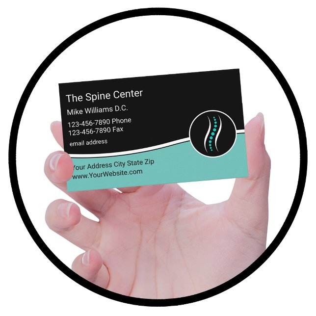 Medical Chiropractor Spine Logo Business Cards (Creator Uploaded)
