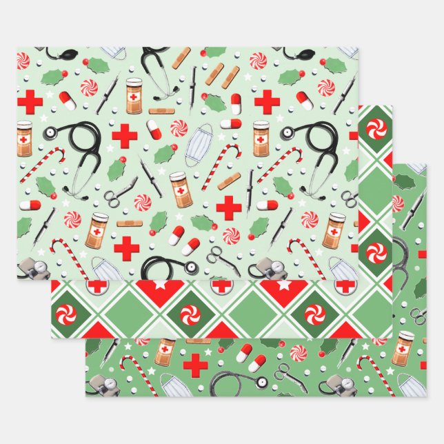 Medical Christmas Gift Wrapping Paper Sheets (Set)