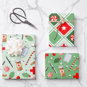 Medical Christmas Gift Wrapping Paper Sheets
