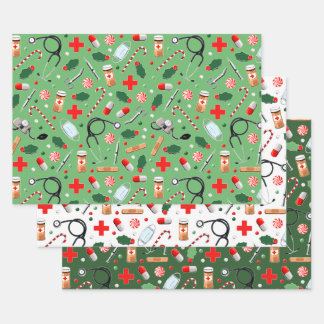 Medical Christmas Gift Wrapping Paper Sheets