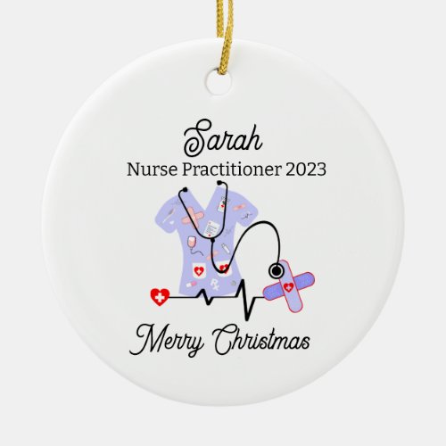 Medical Christmas Nurse Practitioner 2023 Ceramic Ornament