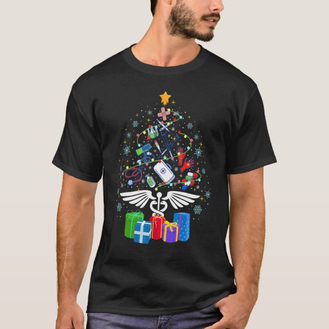 Medical Christmas Tree Nurse Doctor Christmas Paja T-Shirt (Front)