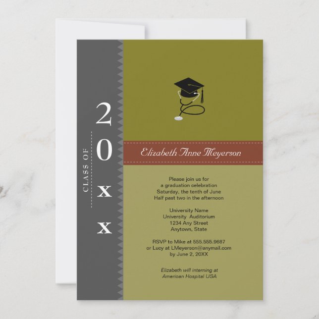 Medical Classic Cap : Gray & Maroon Invitation (Front)