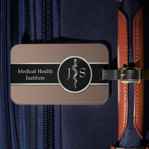 Medical Classy Noble Rod of Asclepius Silver Luggage Tag
