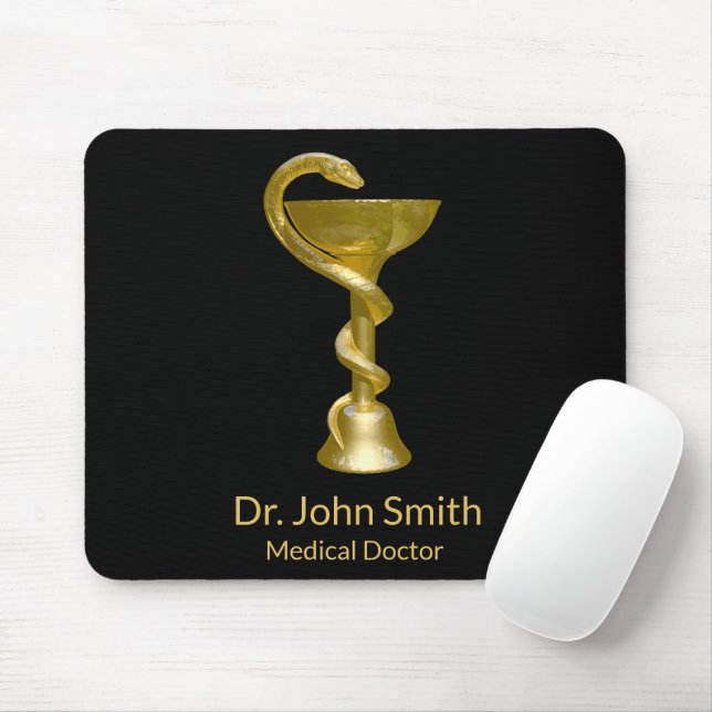 Medical Classy Snake Bowl Hygieia Gold Caduceus Mouse Pad (With Mouse)
