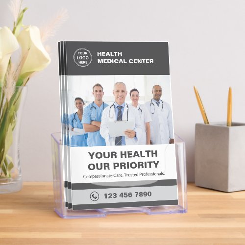 Medical Clinic Doctor Promotional Gray Bi-Fold Brochure