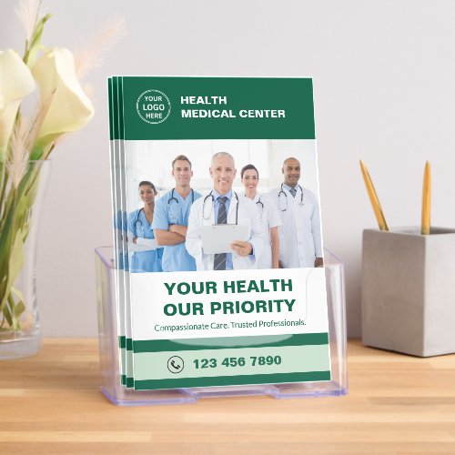 Medical Clinic Doctor Promotional Green Bi-Fold Brochure