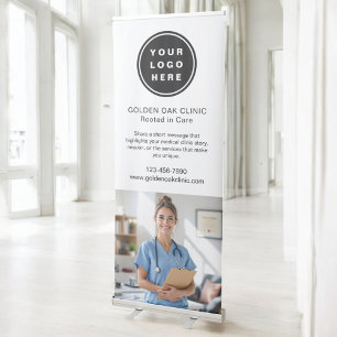 Medical Clinic Health Business Logo Photo Retractable Banner