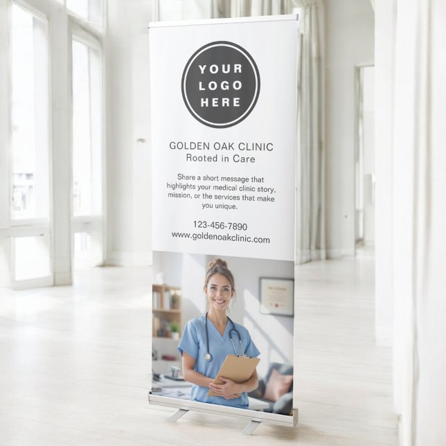 Medical Clinic Health Business Logo Photo Retractable Banner (Creator Uploaded)