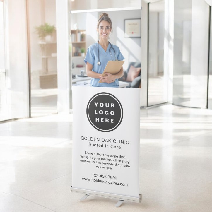 Medical Clinic Health Business Logo Photo Retractable Banner