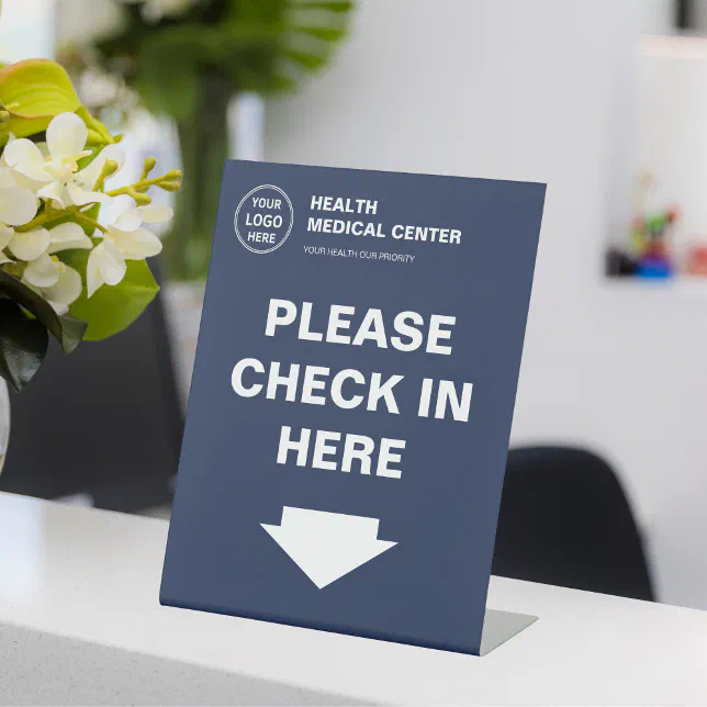 Medical Clinic Healthcare Logo Check In Pedestal Sign | Zazzle