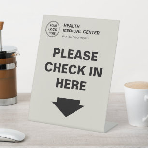 Medical Clinic Healthcare Logo Check In  Pedestal Sign
