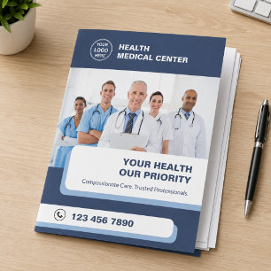 Medical Clinic Healthcare Professional Navy Blue Pocket Folder