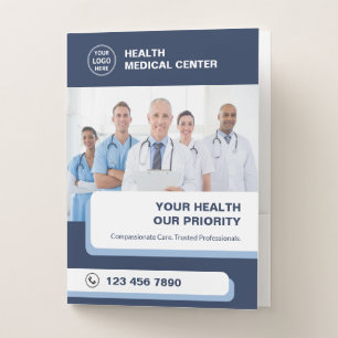 Medical Clinic Healthcare Professional Navy Blue Pocket Folder