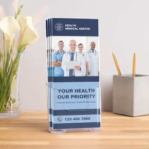 Medical Clinic Healthcare Promotional Blue Bi-Fold Brochure